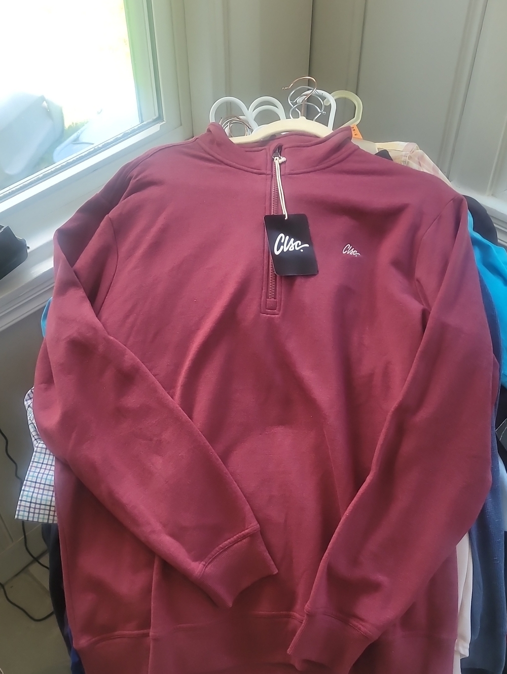 Lee Men's Quarter-Zip Pullover Sweatshirt in Burgundy